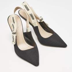 Pre Owned Dior Black Canvas J'adior Slingback Pumps Size 37