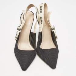 Pre Owned Dior Black Canvas J'adior Slingback Pumps Size 37