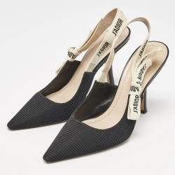Pre Owned Dior Black Canvas J'adior Slingback Pumps Size 37