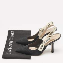 Pre Owned Dior Black Canvas J'adior Slingback Pumps Size 37