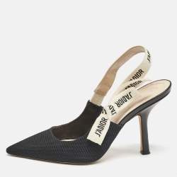 Pre Owned Dior Black Canvas J'adior Slingback Pumps Size 37