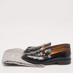 Dior Black Patent Leather Code Slip On Loafers Size 40