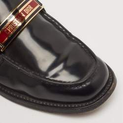 Dior Black Patent Leather Code Slip On Loafers Size 40