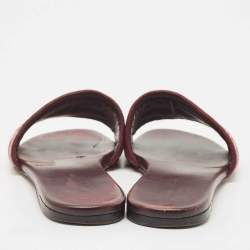 Dior Burgundy Embroidered Canvas Dway Flat Slides Size 38