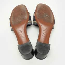 Pre Owned Dior Beige/Navy Blue Logo Embroidered  Jacquard Dway Slide Sandals Size 39
