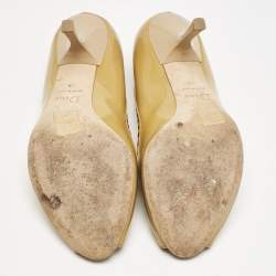Dior Beige Patent Leather Idyll Peep Toe Pumps Size 39
