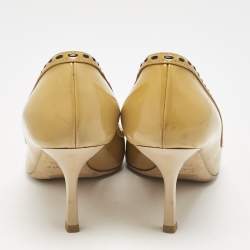 Dior Beige Patent Leather Idyll Peep Toe Pumps Size 39