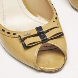 Dior Beige Patent Leather Idyll Peep Toe Pumps Size 39