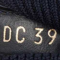 Dior Navy Blue Knit Fabric and Leather Walk'n'Dior Mid Sneakers Size 39