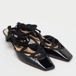 مملوكة مسبقًا Dior Black Patent Leather and Satin D-Envol Lace Up Pumps Size 38