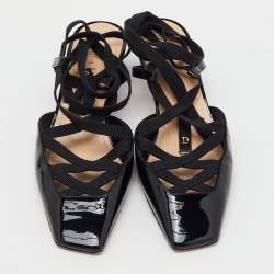 مملوكة مسبقًا Dior Black Patent Leather and Satin D-Envol Lace Up Pumps Size 38