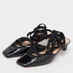 مملوكة مسبقًا Dior Black Patent Leather and Satin D-Envol Lace Up Pumps Size 38