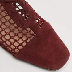 Dior Burgundy Mesh and Suede Naughtily D Knee Length Boots Size 39