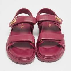 مملوكة مسبقًا Dior Purple Leather DiorAct Slingback Sandals Size 38.5