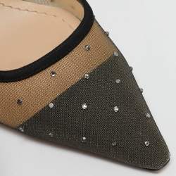 مملوكة مسبقًا Dior Black Mesh and Suede J'Adior Crystals Slingback Pumps Size 40