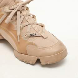 Dior Beige PVC and Leather D-Connect High Top Sneakers Size 38