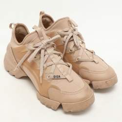 Dior Beige PVC and Leather D-Connect High Top Sneakers Size 38