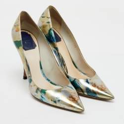 Dior Multicolor Floral Printed Leather Cherie Pointed Toe Pumps Size 39