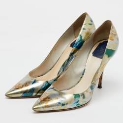 Dior Multicolor Floral Printed Leather Cherie Pointed Toe Pumps Size 39