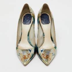 Dior Multicolor Floral Printed Leather Cherie Pointed Toe Pumps Size 39