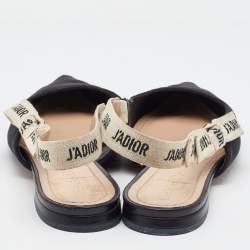 Dior Black Technical Fabric J'Adior Pointed Toe Flat Slingback Sandals Size 40