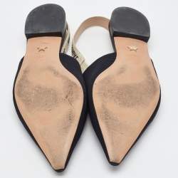 Dior Black Technical Fabric J'Adior Pointed Toe Flat Slingback Sandals Size 40