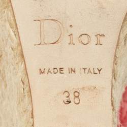 Dior Pink Leather and Patent Leather Wedge Sandals Size 38