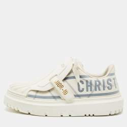 Dior White/Blue Nylon and Rubber Dior ID Sneakers Size 38.5