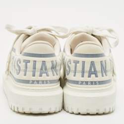 Dior White/Blue Nylon and Rubber Dior ID Sneakers Size 38.5