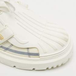 Dior White/Blue Nylon and Rubber Dior ID Sneakers Size 38.5