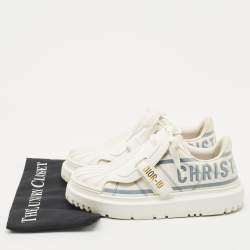 Dior White/Blue Nylon and Rubber Dior ID Sneakers Size 38.5