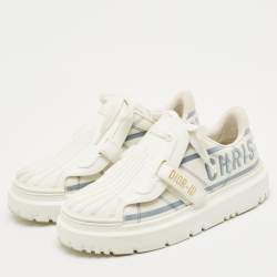Dior White/Blue Nylon and Rubber Dior ID Sneakers Size 38.5