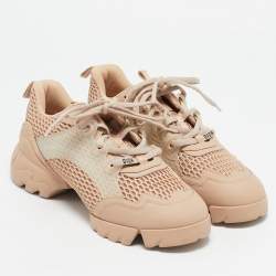 Dior Beige Mesh and Leather D-Connect Sneakers Size 40