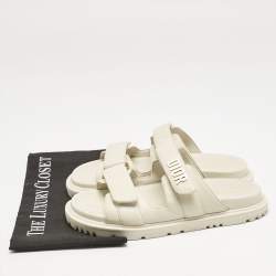 مملوكة مسبقًا Dior Cream Leather DiorAct Flat Sandals Size 38.5