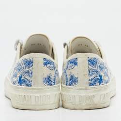 Pre Owned Dior White/Blue Embroidered Canvas Walk'n'Dior Sneakers Size 36