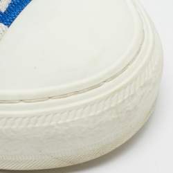 Pre Owned Dior White/Blue Embroidered Canvas Walk'n'Dior Sneakers Size 36