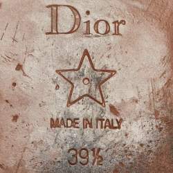 Pre Owned Dior Navy Blue/White Embroidered Canvas Dway Flat Slides Size 39.5