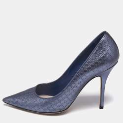 Dior Metallic Purple Micro Cannage Leather Cherie Pointed Toe Pumps Size 38