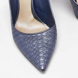 Dior Metallic Purple Micro Cannage Leather Cherie Pointed Toe Pumps Size 38