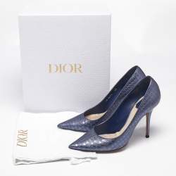 Dior Metallic Purple Micro Cannage Leather Cherie Pointed Toe Pumps Size 38
