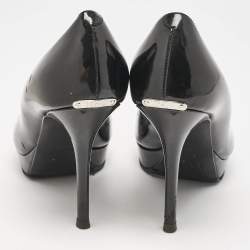 Dior Black Patent Leather Miss Dior Peep Toe Platform Pumps Size 39.5