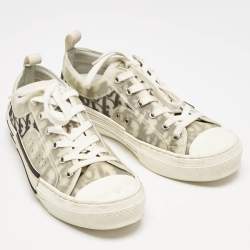 Dior White/Grey Oblique Mesh and Rubber B23 Low Top Sneakers Size 39