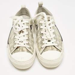Dior White/Grey Oblique Mesh and Rubber B23 Low Top Sneakers Size 39