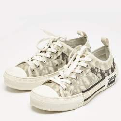 Dior White/Grey Oblique Mesh and Rubber B23 Low Top Sneakers Size 39