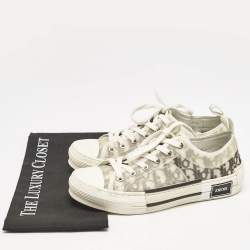 Dior White/Grey Oblique Mesh and Rubber B23 Low Top Sneakers Size 39