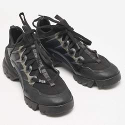 Dior Black Neoprene and PVC D-Connect Lace Up Sneakers Size 38.5