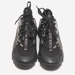Dior Black Neoprene and PVC D-Connect Lace Up Sneakers Size 38.5