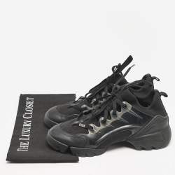 Dior Black Neoprene and PVC D-Connect Lace Up Sneakers Size 38.5