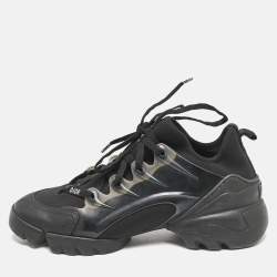 Dior Black Neoprene and PVC D-Connect Lace Up Sneakers Size 38.5