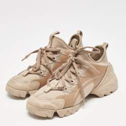 Dior Beige Neoprene and Rubber D-Connect Low Top Sneakers Size 35